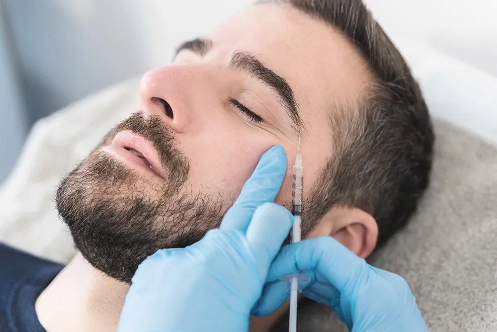 Man getting injectable treatment